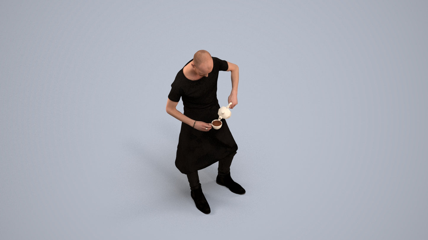 3D scanned man standing, photorealistic archviz people for Enscape and SketchUp, back view render