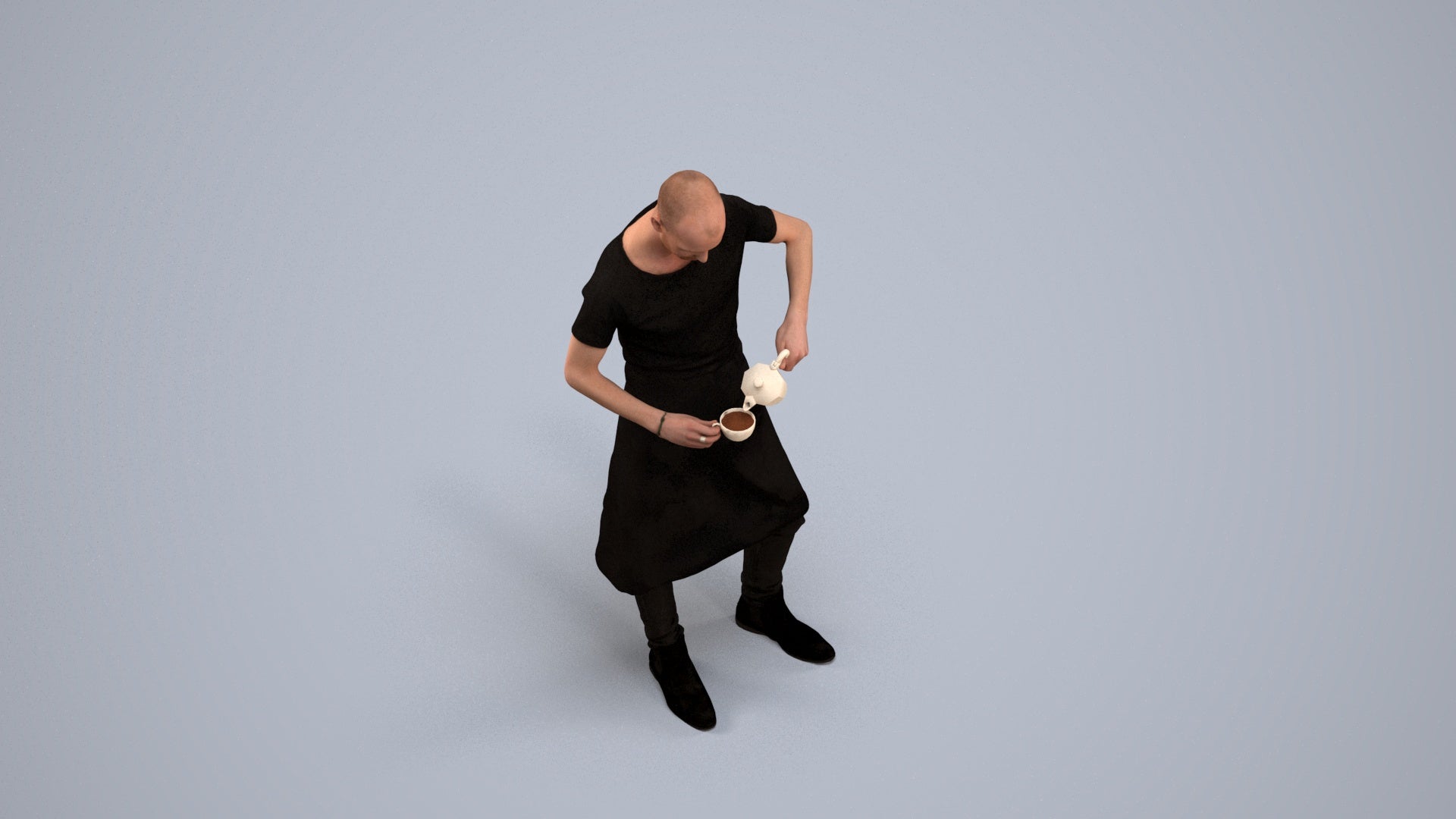 3D scanned man standing, photorealistic archviz people for Enscape and SketchUp, back view render