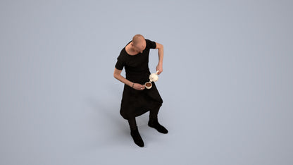 3D scanned man standing, photorealistic archviz people for Enscape and SketchUp, back view render