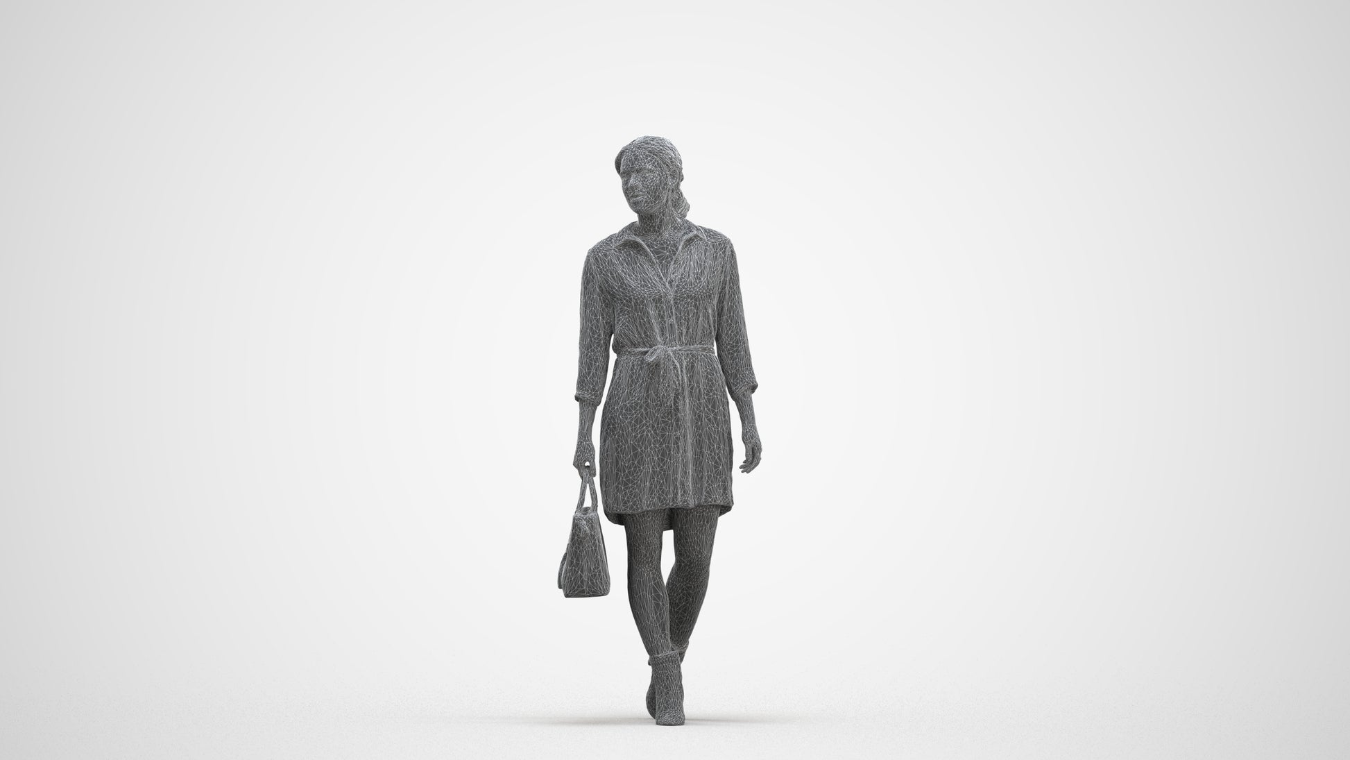 realistic 3D people woman casual standing, render-ready for V-Ray and Corona, FBX OBJ, three-quarter front view render