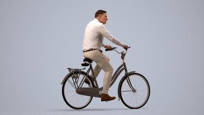 realistic 3D people man casual cycling, render-ready for V-Ray and Corona, FBX OBJ, side view render