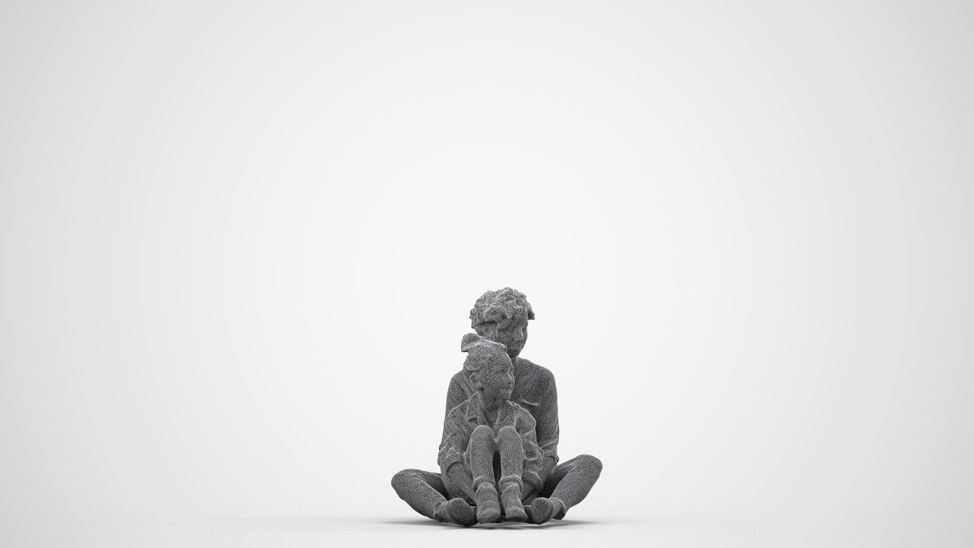 realistic 3D girl casual kids, scanned archviz people for Blender and 3ds Max, wireframe side view