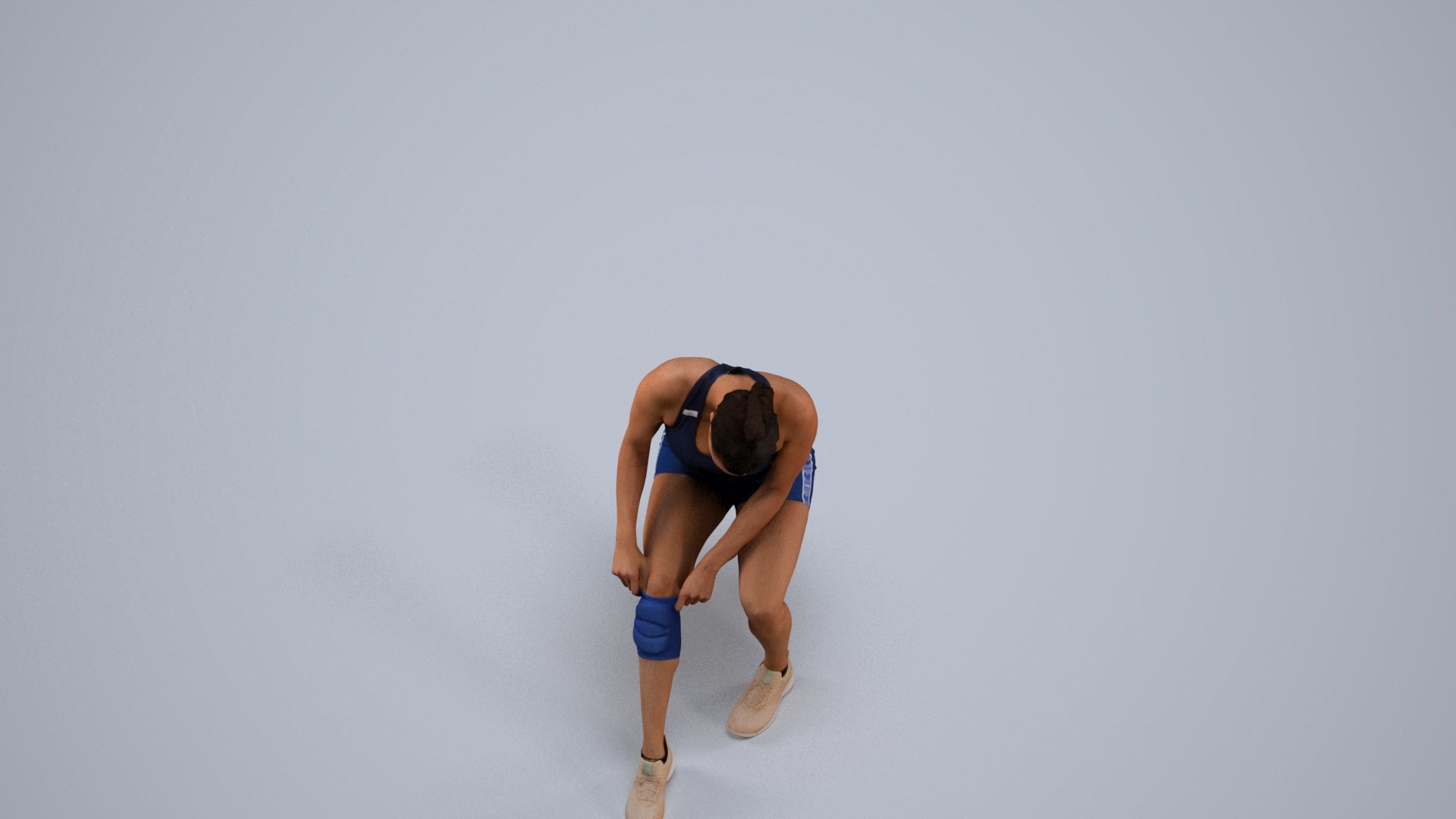realistic 3D woman sport, scanned archviz people for Blender and 3ds Max, back view render