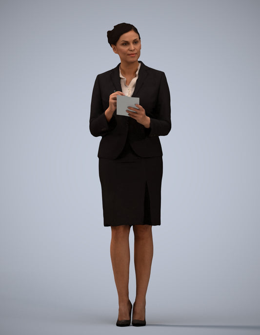 scanned 3D woman hospitality, photogrammetry people for Enscape and V-Ray