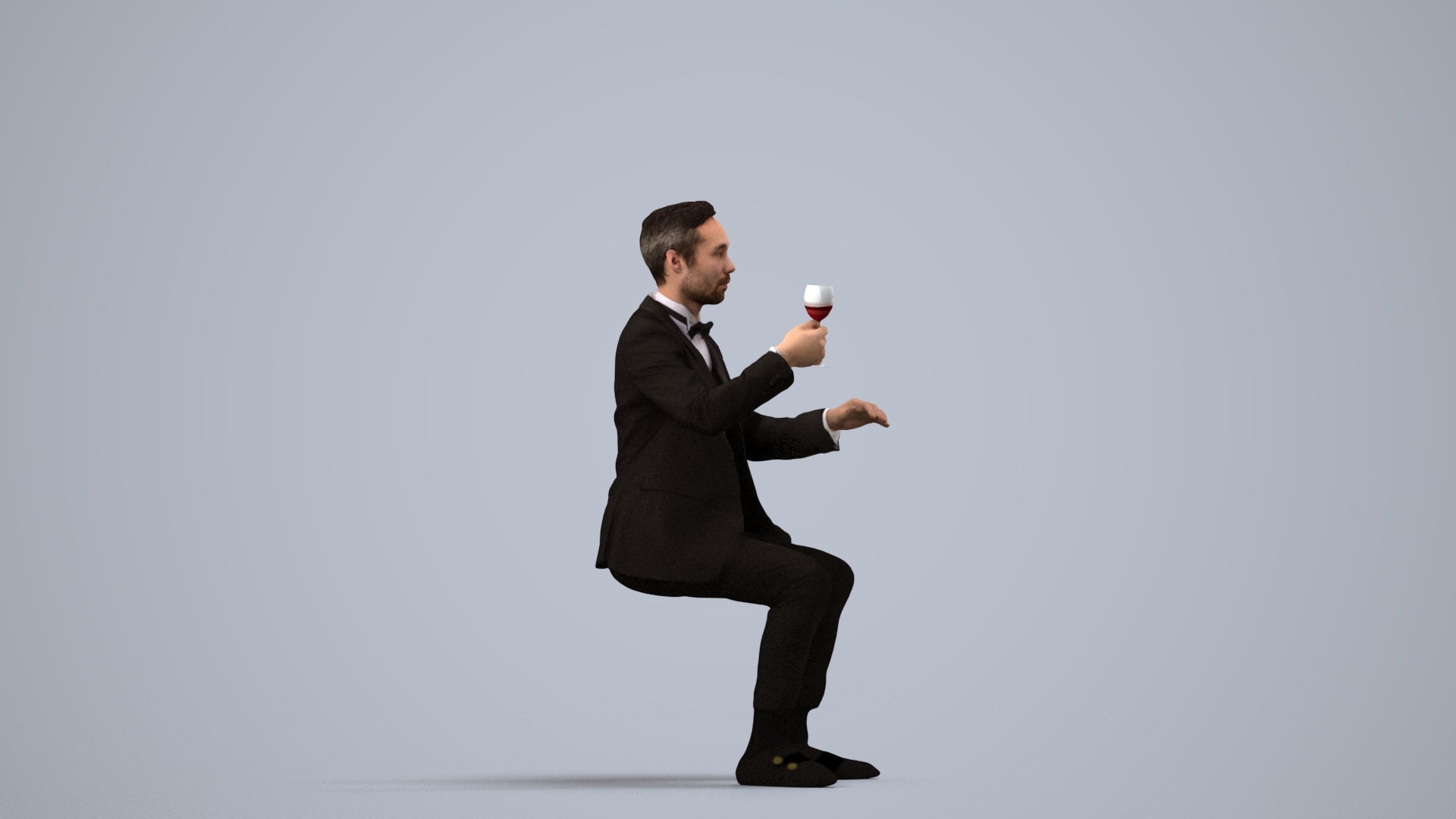 realistic 3D human man formal formalaffairs, archviz people FBX OBJ for Blender, side view render