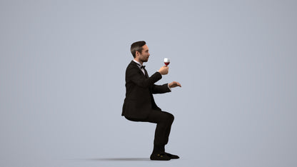 realistic 3D human man formal formalaffairs, archviz people FBX OBJ for Blender, side view render