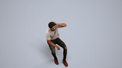 realistic 3D man casual sitting, scanned archviz people for Blender and 3ds Max, back view render