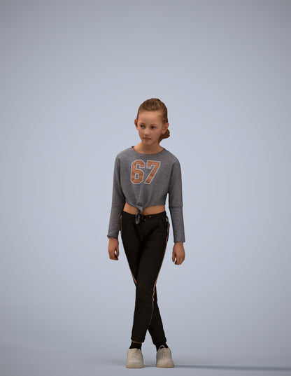 realistic 3D human girl sport kids, archviz people FBX OBJ for Blender