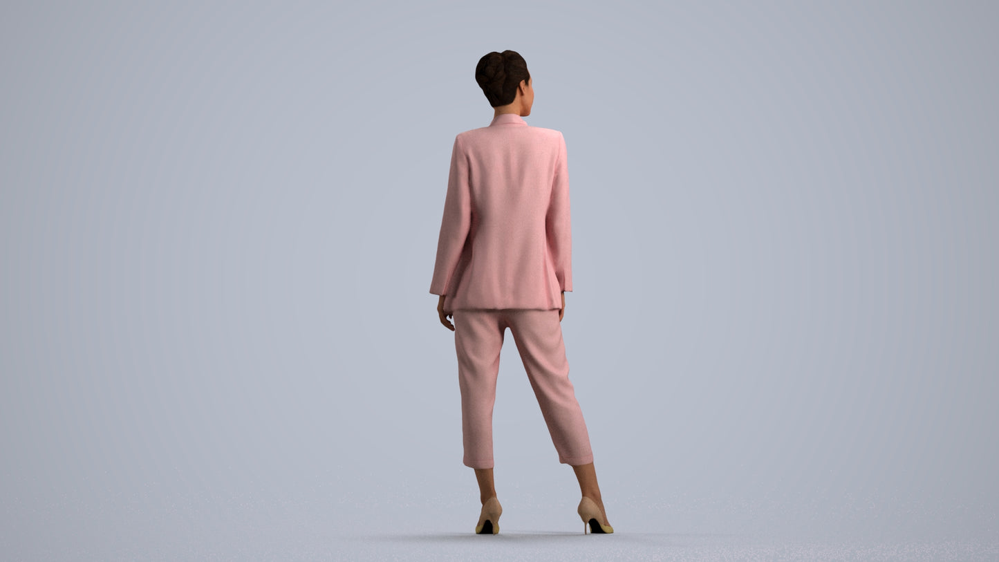 realistic 3D people woman business standing, render-ready for V-Ray and Corona, FBX OBJ, front view render