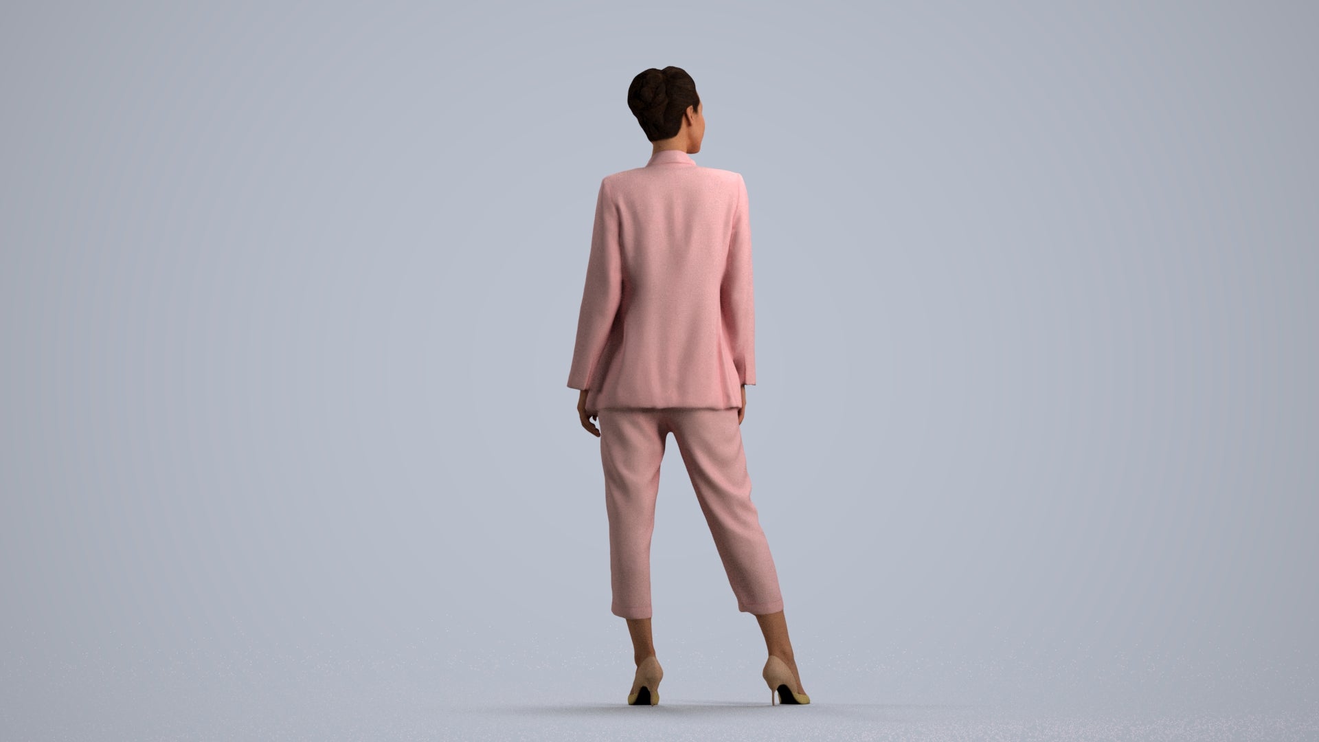 realistic 3D people woman business standing, render-ready for V-Ray and Corona, FBX OBJ, front view render