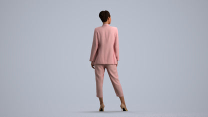 realistic 3D people woman business standing, render-ready for V-Ray and Corona, FBX OBJ, front view render