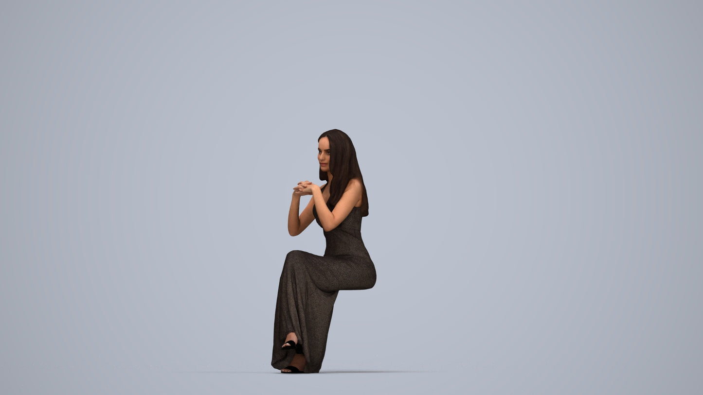 scanned 3D woman business formal, photogrammetry people for Enscape and V-Ray, top-down view render