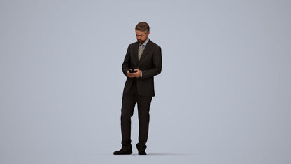 3D people model man business, scanned human for 3ds Max rendering, top-down view render