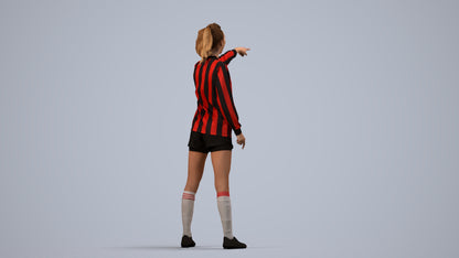 3D human model woman sport, photogrammetry scanned person for archviz, side view render