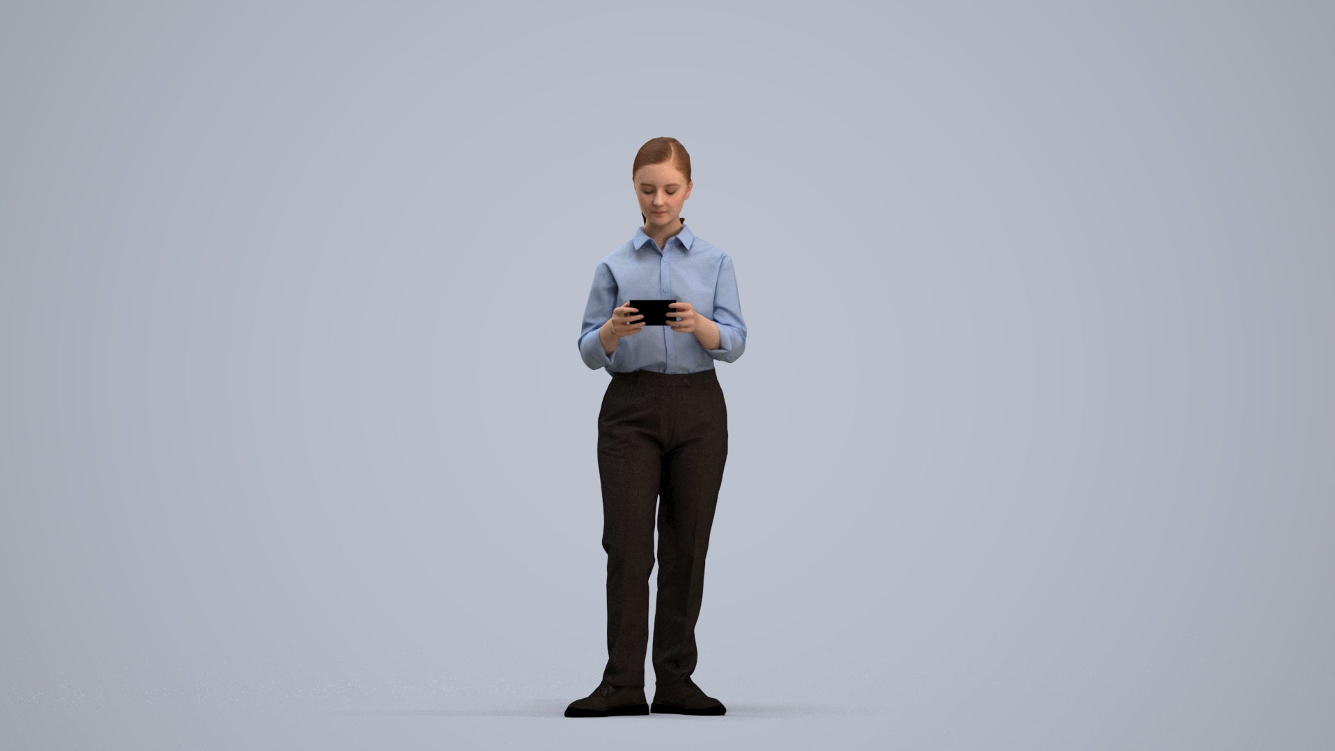 3D scanned girl kids, photorealistic archviz people for Enscape and SketchUp, standing pose render