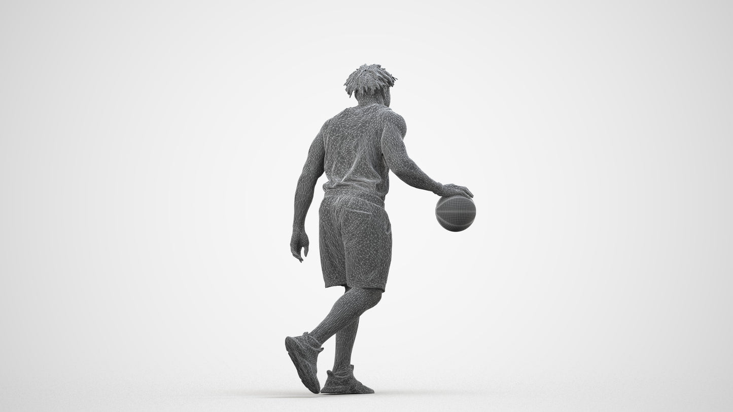 3D scanned man sport, photorealistic archviz people for Enscape and SketchUp, wireframe side view