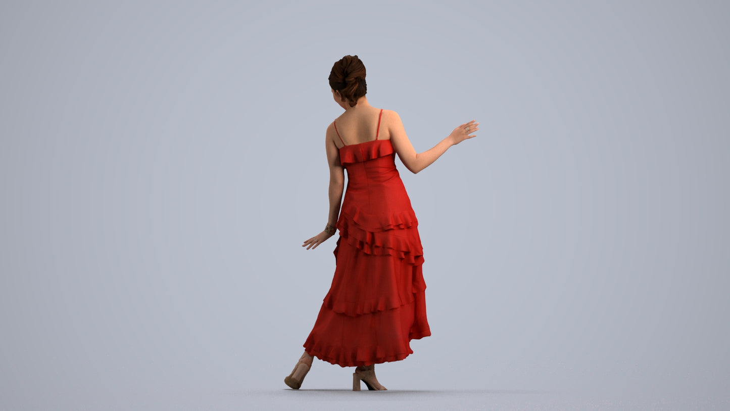 realistic 3D people woman formal dancing, render-ready for V-Ray and Corona, FBX OBJ, front view render