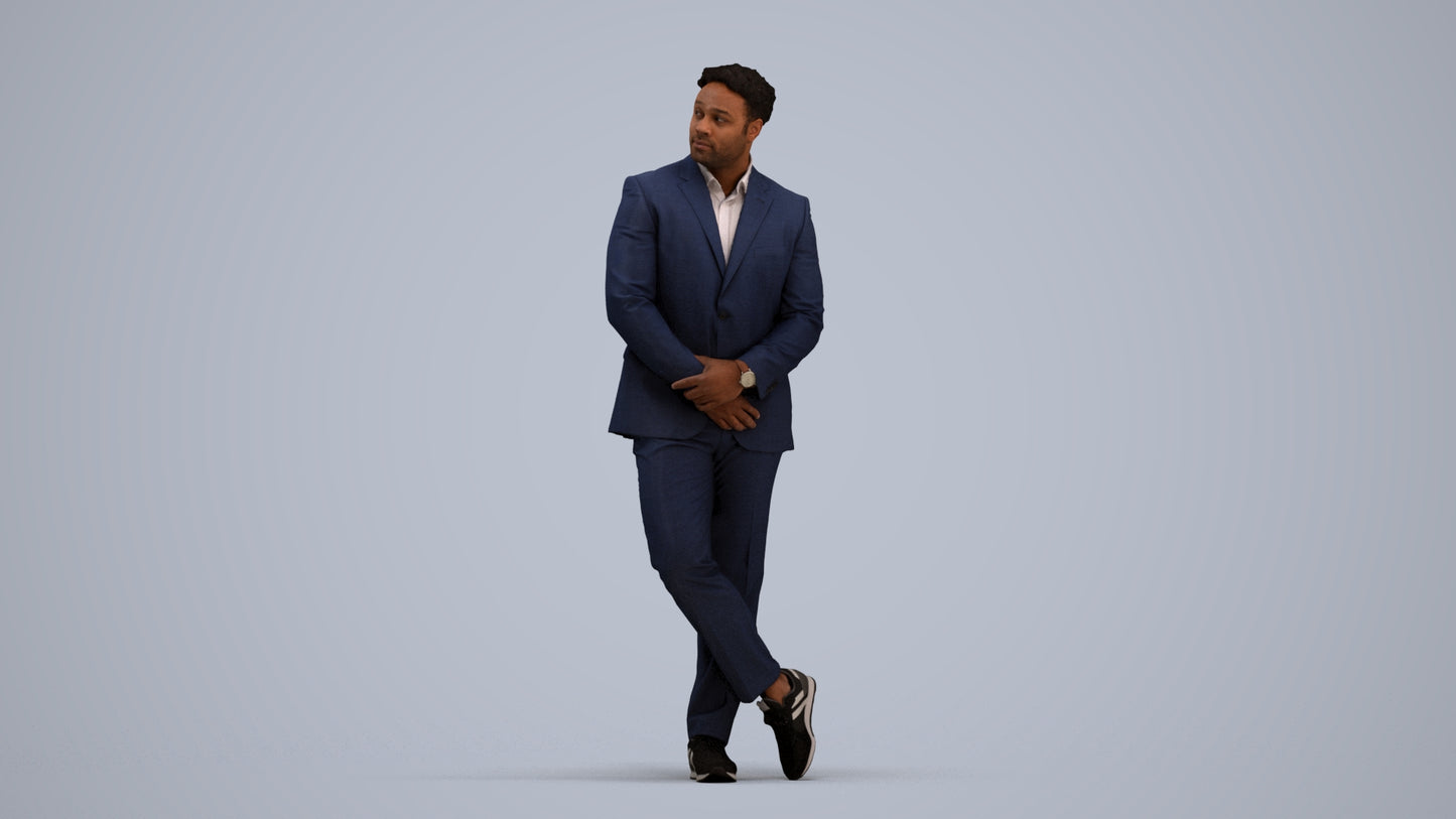realistic 3D man business, scanned archviz people for Blender and 3ds Max, standing pose render