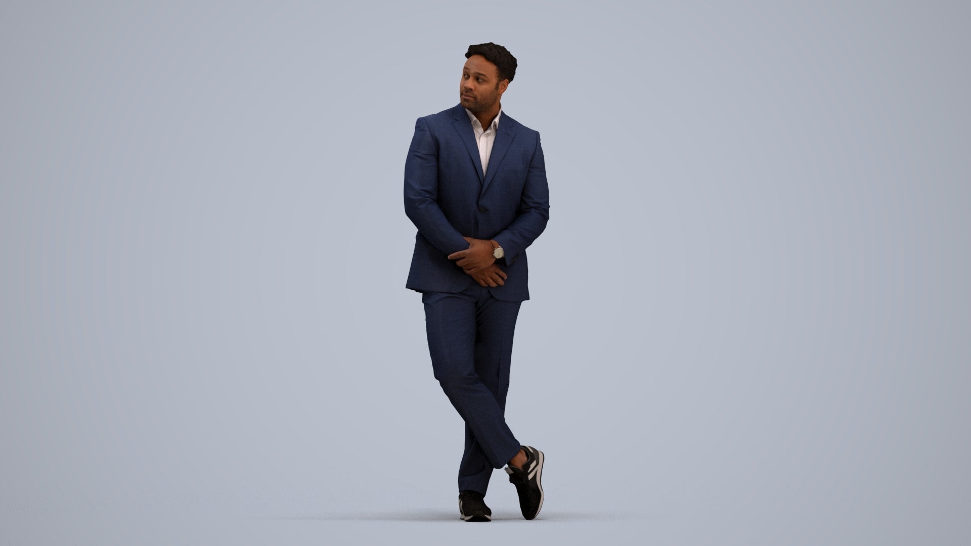 realistic 3D man business, scanned archviz people for Blender and 3ds Max, standing pose render