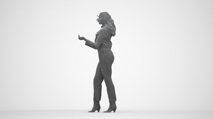 photogrammetry 3D woman business standing, realistic human model archviz FBX, wireframe back view