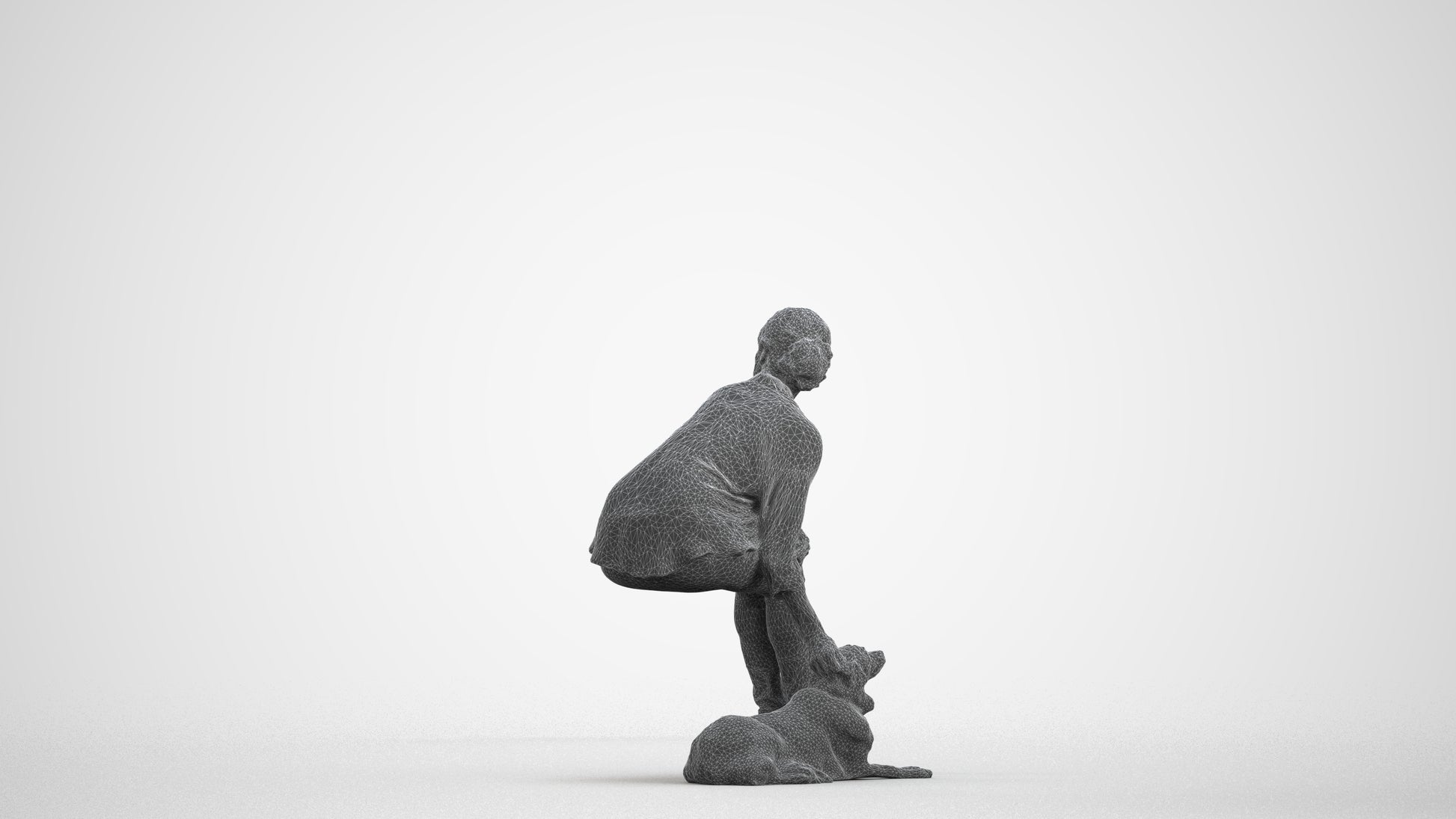 3D people model man casual sitting, scanned human for 3ds Max rendering, wireframe front view