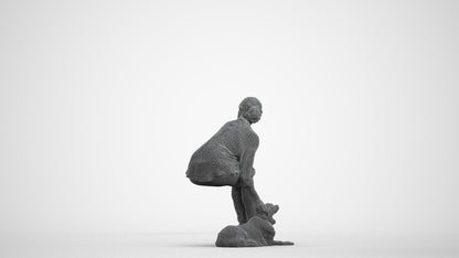 3D people model man casual sitting, scanned human for 3ds Max rendering, wireframe front view