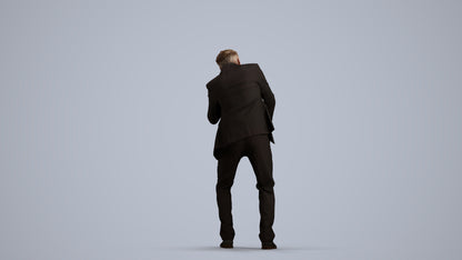realistic 3D man business, scanned archviz people for Blender and 3ds Max, front view render