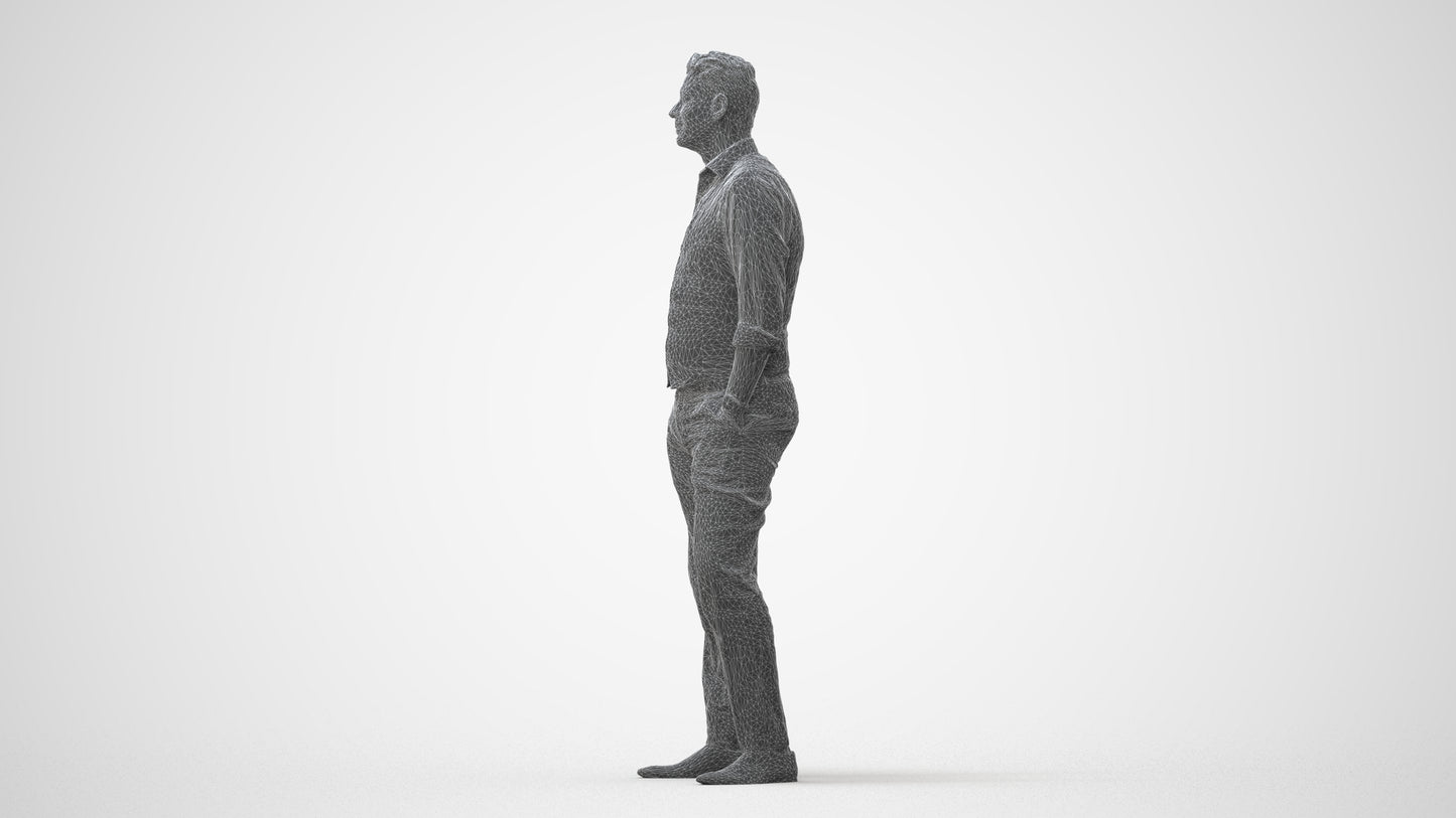3D scanned man standing business, photorealistic archviz people for Enscape and SketchUp, square thumbnail