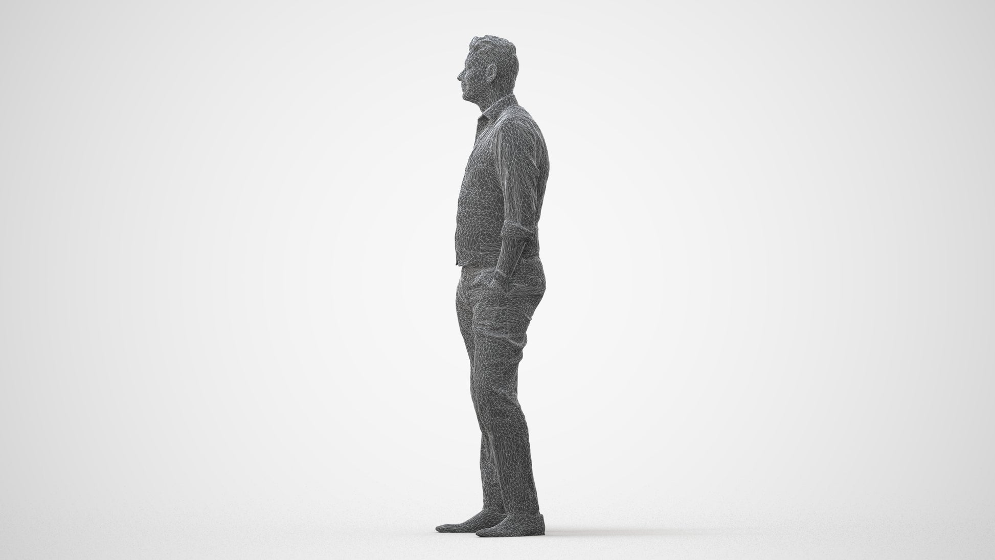 3D scanned man standing business, photorealistic archviz people for Enscape and SketchUp, square thumbnail
