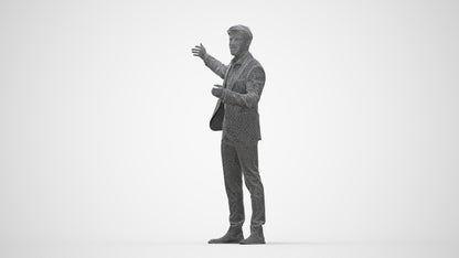 realistic 3D man business, scanned archviz people for Blender and 3ds Max, wireframe back view