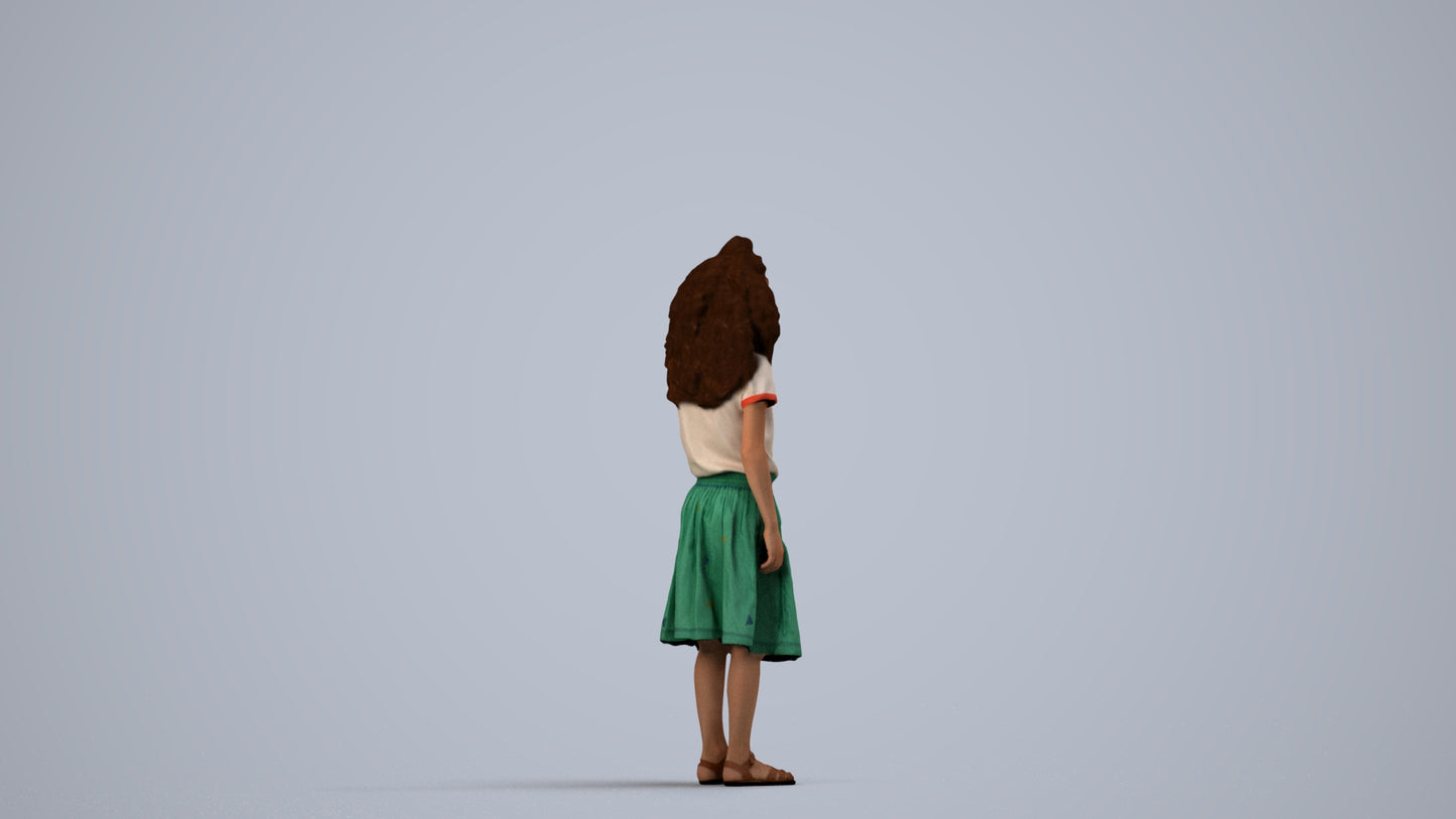 realistic 3D people girl casual kids, render-ready for V-Ray and Corona, FBX OBJ, side view render