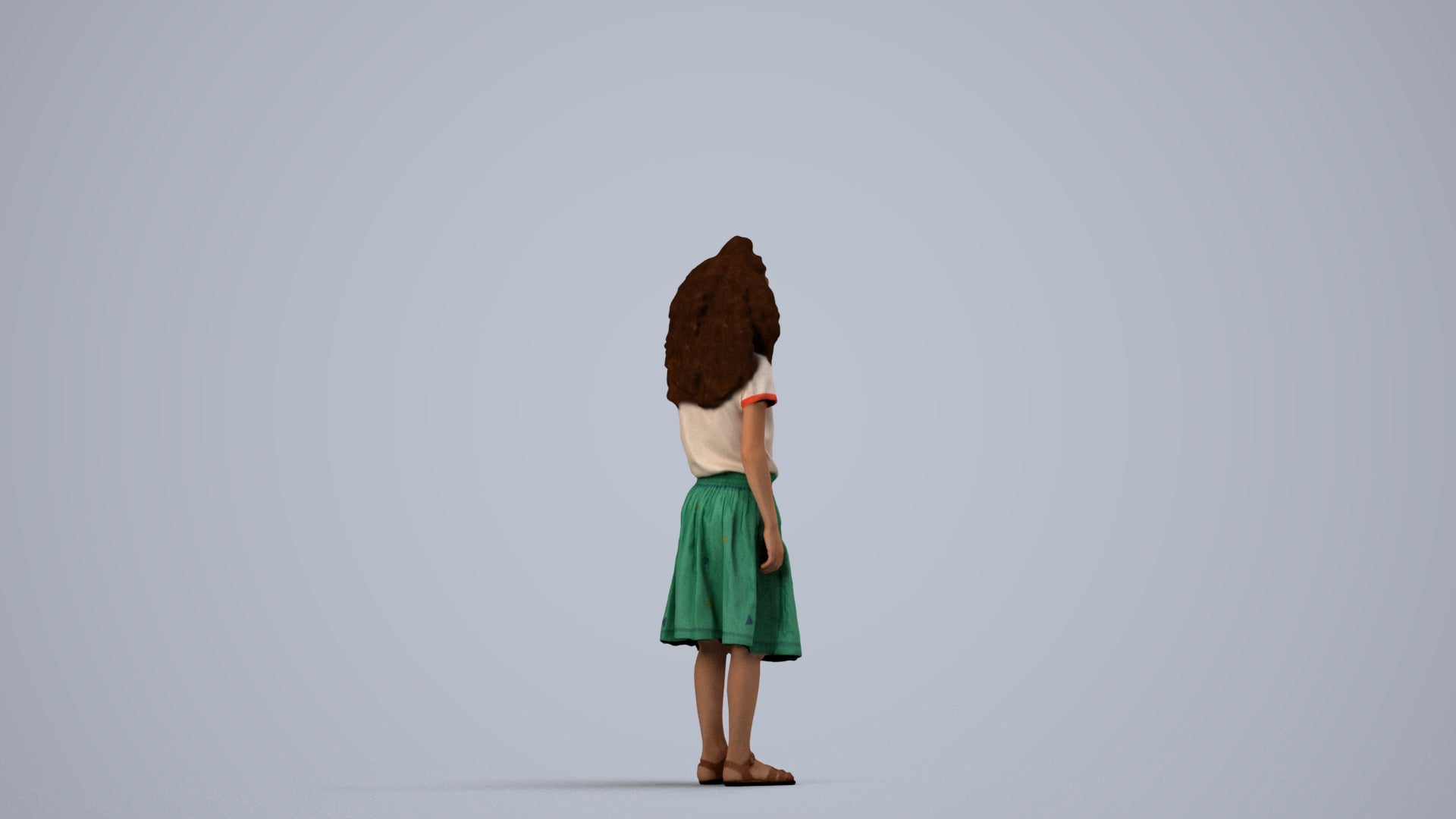 realistic 3D people girl casual kids, render-ready for V-Ray and Corona, FBX OBJ, side view render
