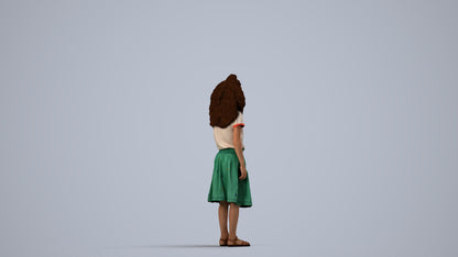 realistic 3D people girl casual kids, render-ready for V-Ray and Corona, FBX OBJ, side view render