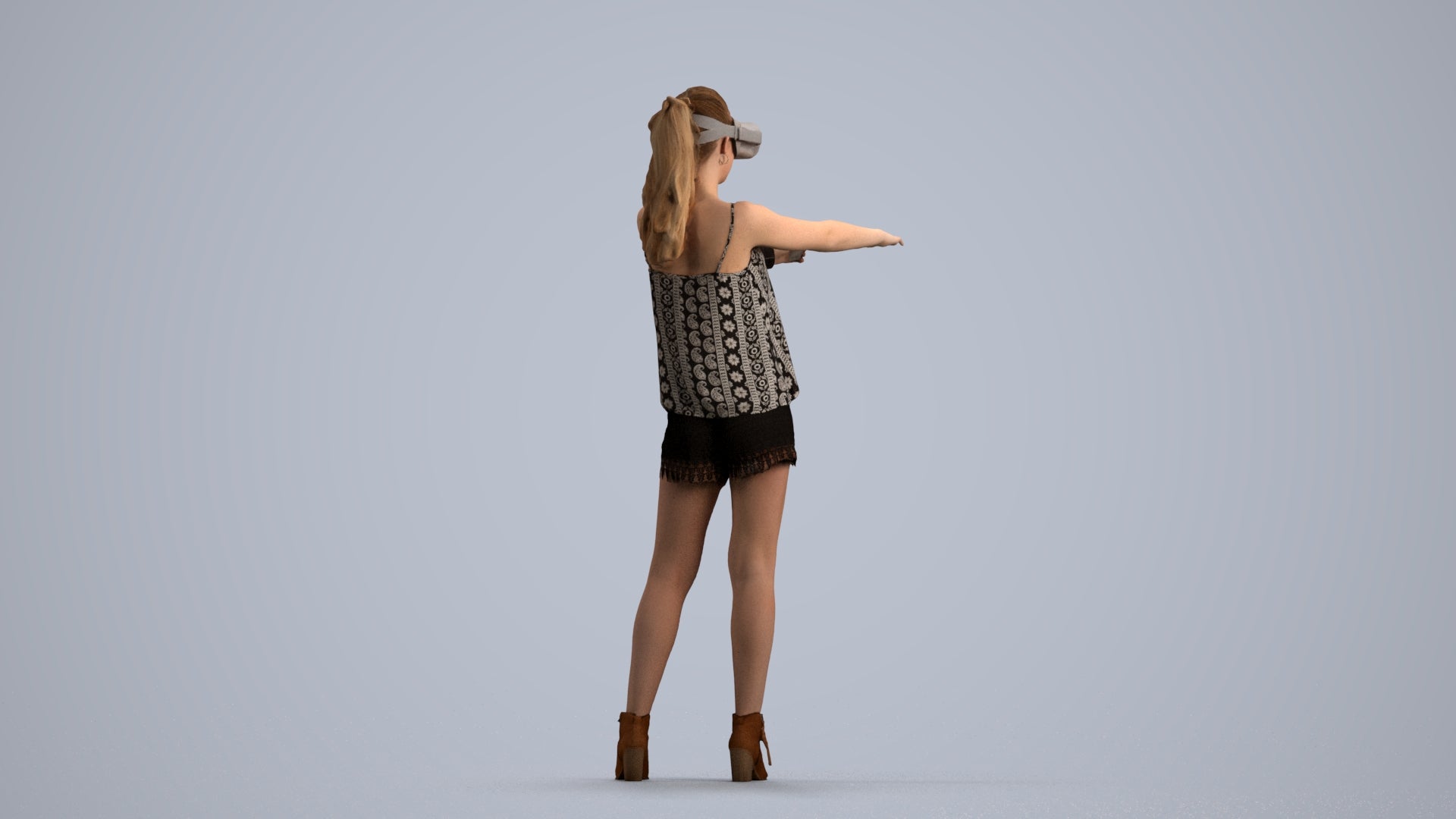 scanned 3D girl casual standing, photogrammetry people for Enscape and V-Ray, front view render