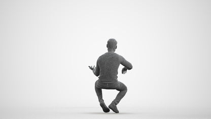 3D people model man casual sitting, scanned human for 3ds Max rendering, wireframe front view