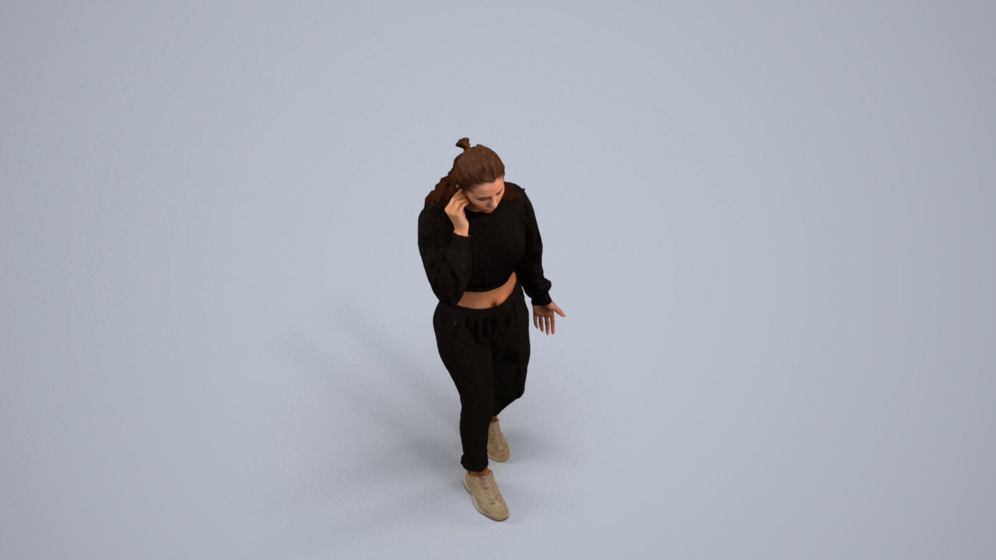 scanned 3D woman sport, photogrammetry people for Enscape and V-Ray, back view render