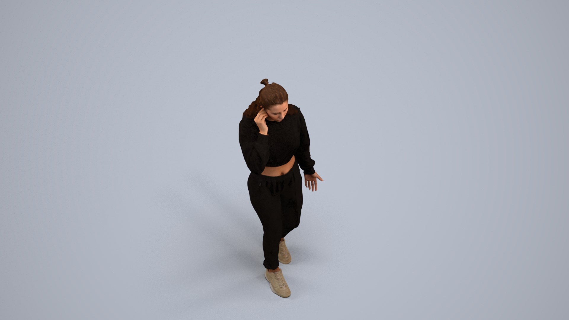 scanned 3D woman sport, photogrammetry people for Enscape and V-Ray, back view render