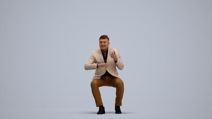 3D human model man business, photogrammetry scanned person for archviz, standing pose render