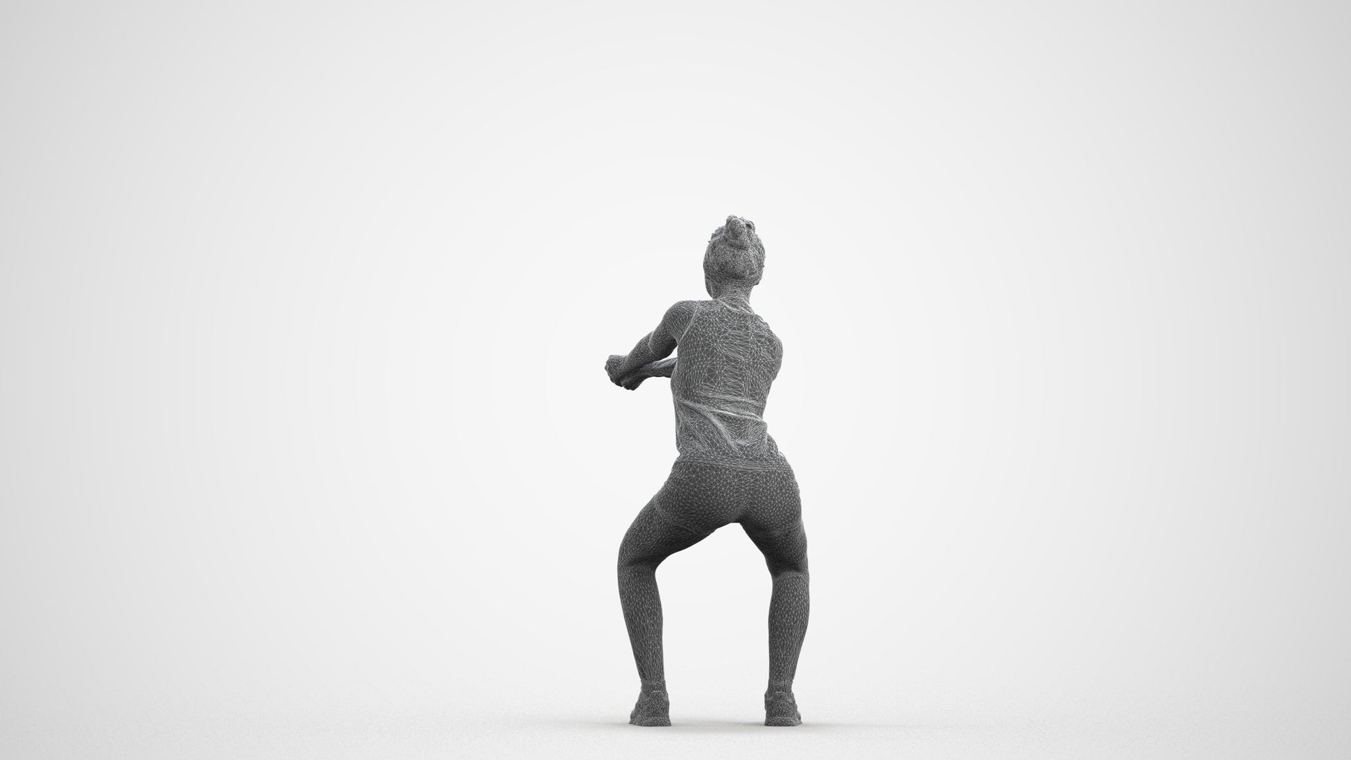 realistic 3D people girl sport, render-ready for V-Ray and Corona, FBX OBJ, wireframe front view