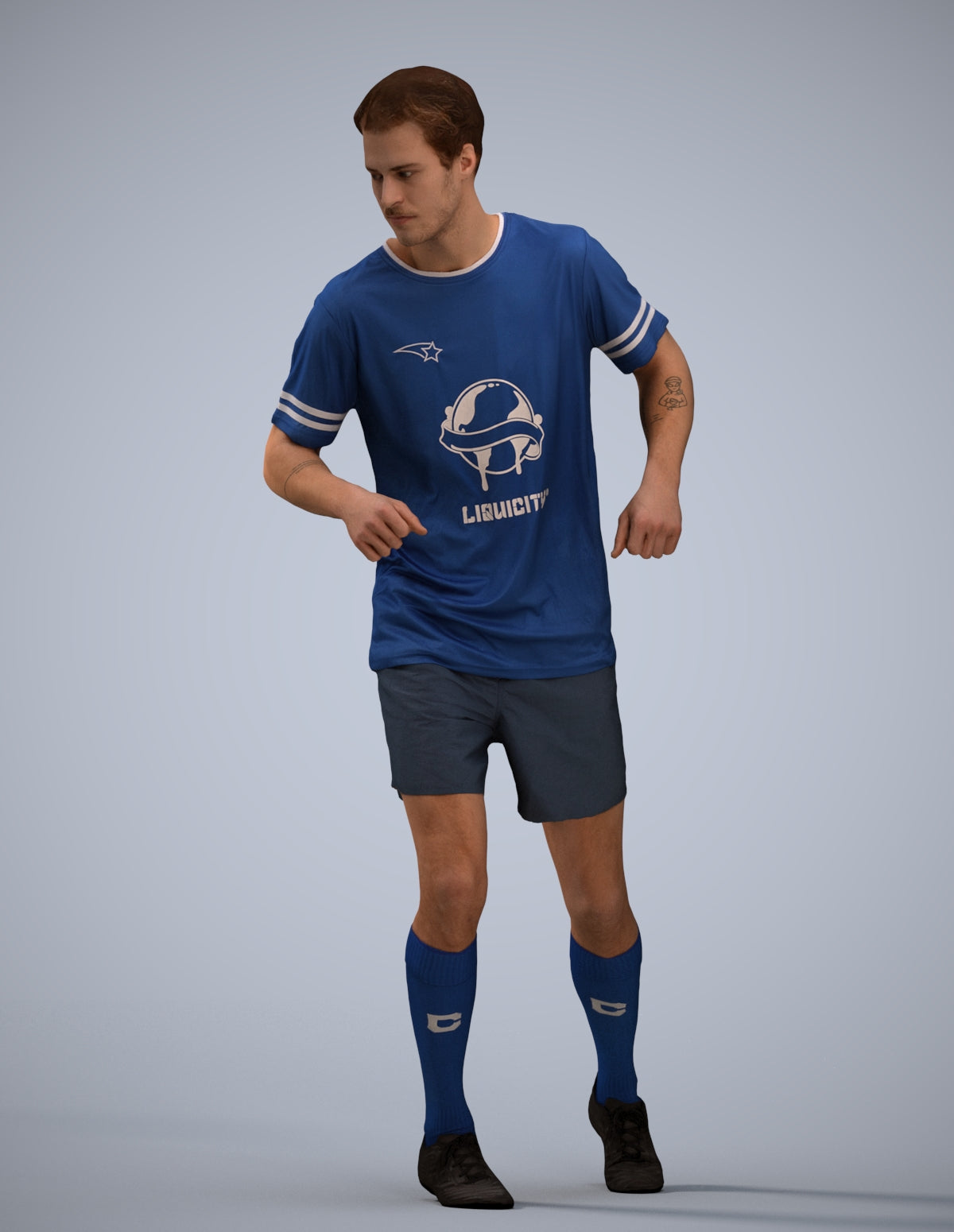 realistic 3D man sport, scanned archviz people for Blender and 3ds Max