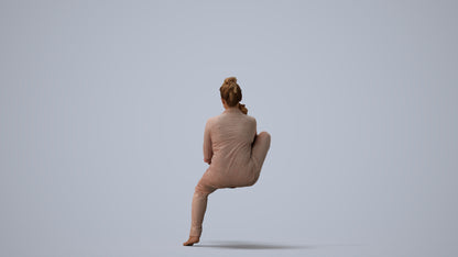 3D human model girl kids, photogrammetry scanned person for archviz, three-quarter view render