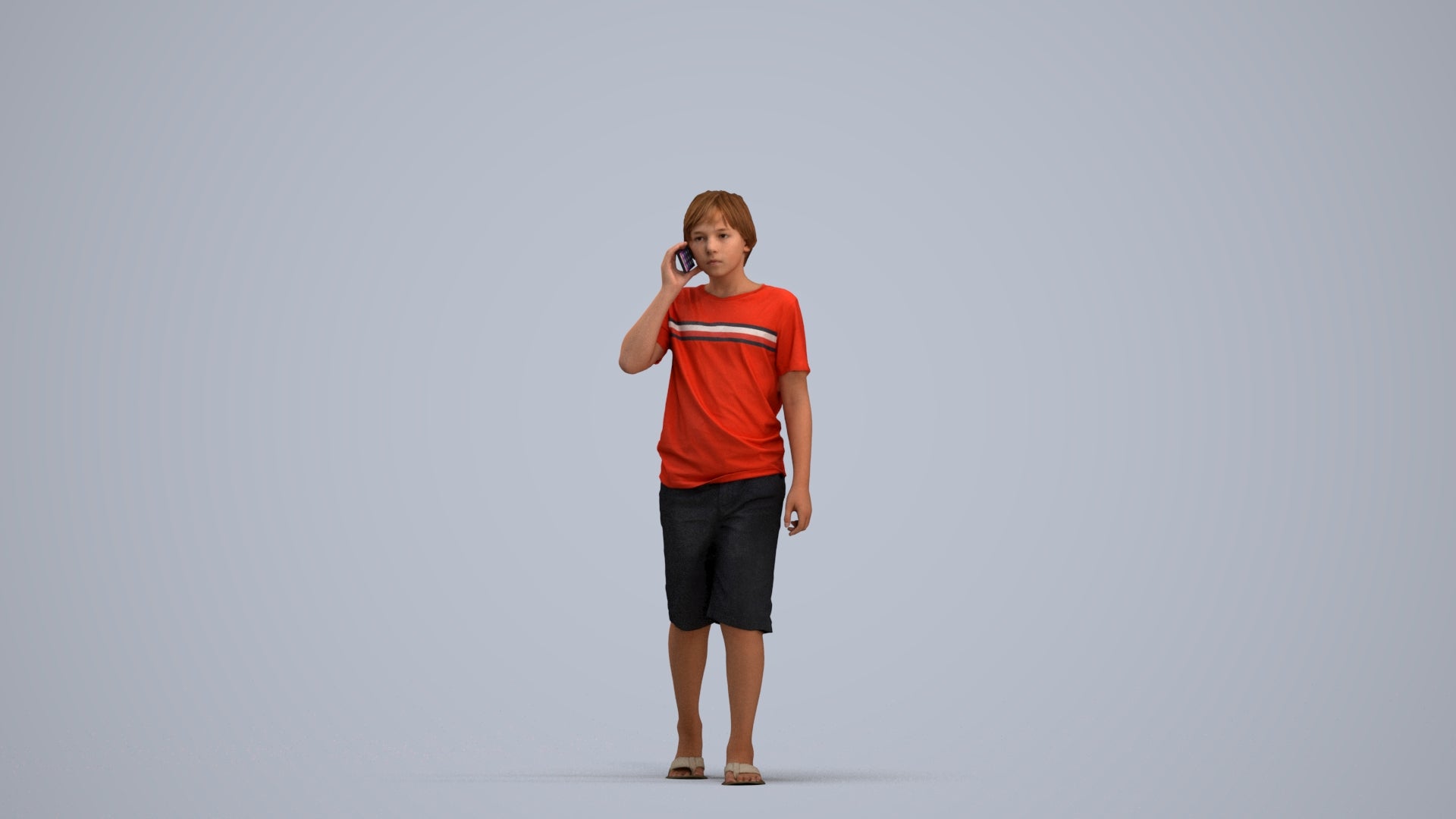 3D human model boy casual kids, photogrammetry scanned person for archviz, standing pose render