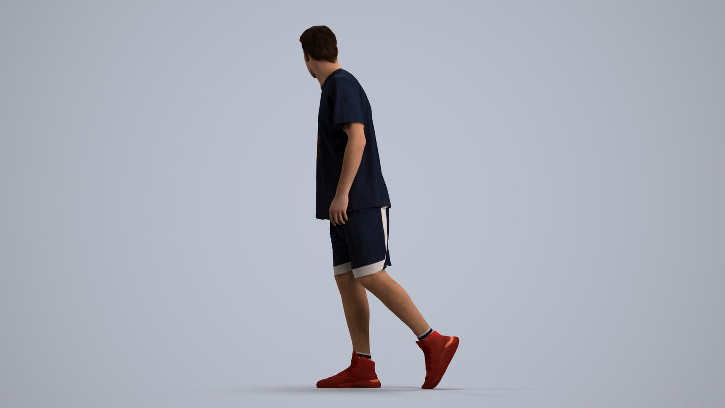 photogrammetry 3D man sport, realistic human model archviz FBX, front view render