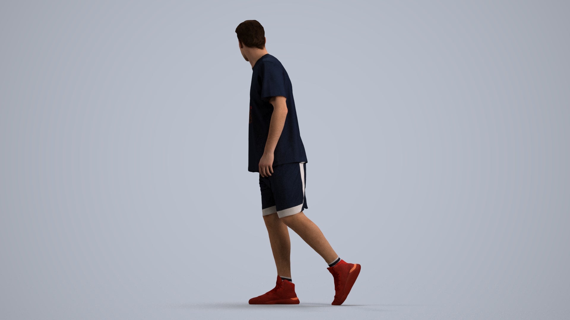 photogrammetry 3D man sport, realistic human model archviz FBX, front view render