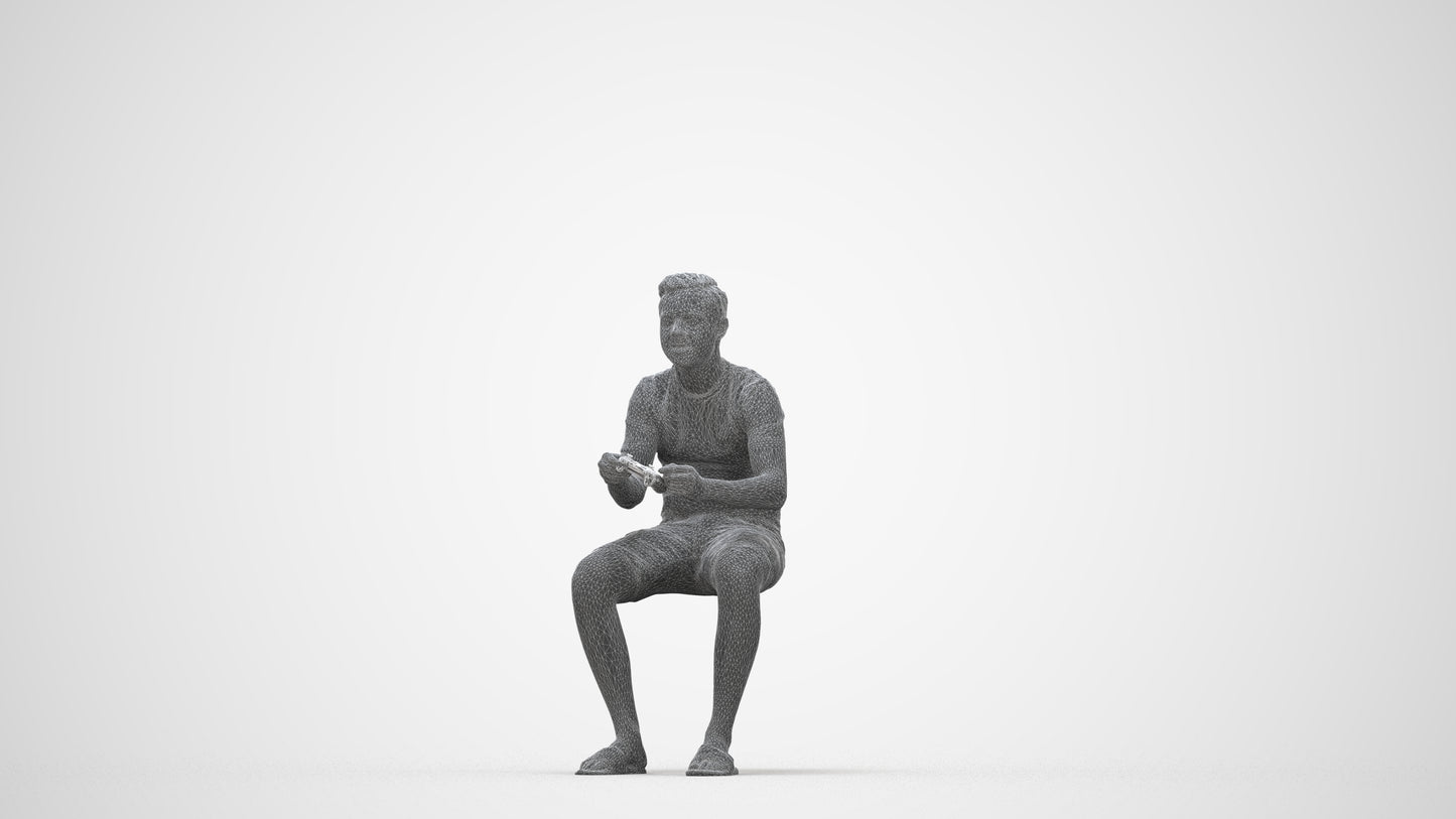 realistic 3D boy casual kids, scanned archviz people for Blender and 3ds Max, wireframe back view
