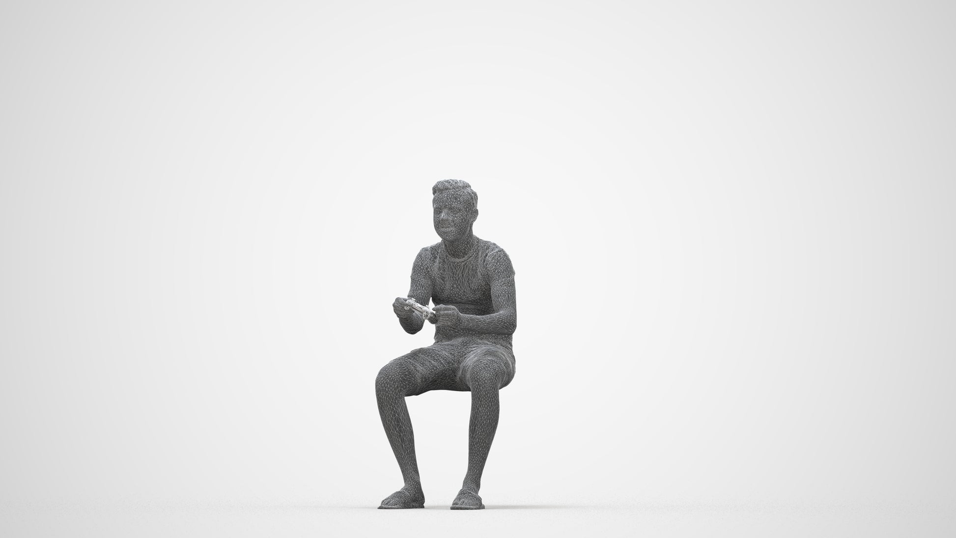 realistic 3D boy casual kids, scanned archviz people for Blender and 3ds Max, wireframe back view
