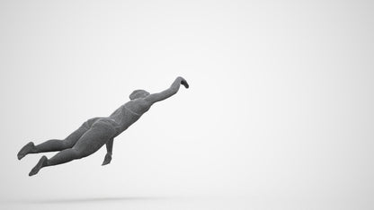 3D human model woman sport pool, photogrammetry scanned person for archviz, wireframe side view