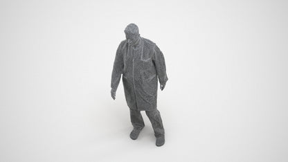 3D people model man medical, scanned human for 3ds Max rendering, wireframe three-quarter view