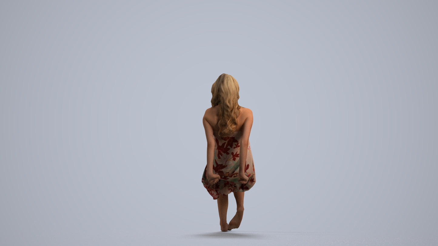 scanned 3D woman pool, photogrammetry people for Enscape and V-Ray, front view render