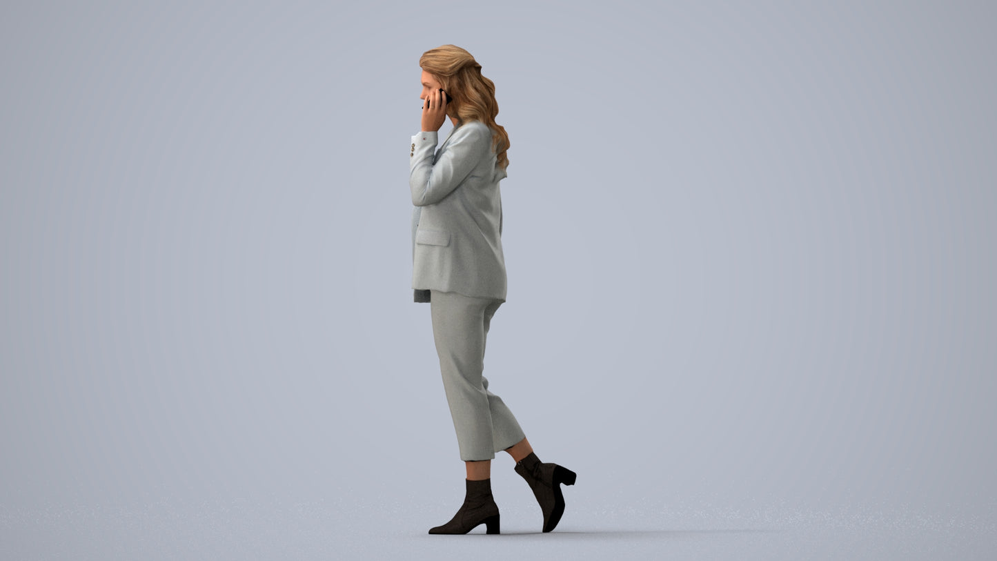 3D scanned woman business, photorealistic archviz people for Enscape and SketchUp, three-quarter view render